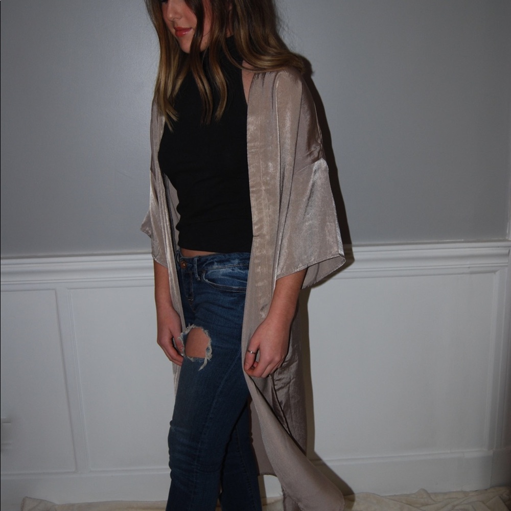 Nude Satin Kimono